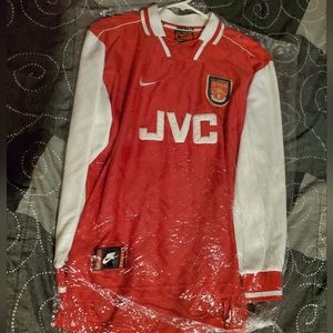 Arsenal "RARE" 1990s LONG Sleeve DENNIS BERGKAMP Nike Jersey Size Men's Medium.